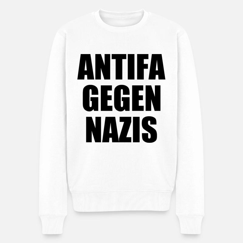 Antifa gegen nazis - Männer Premium Bio Pullover - Weiß