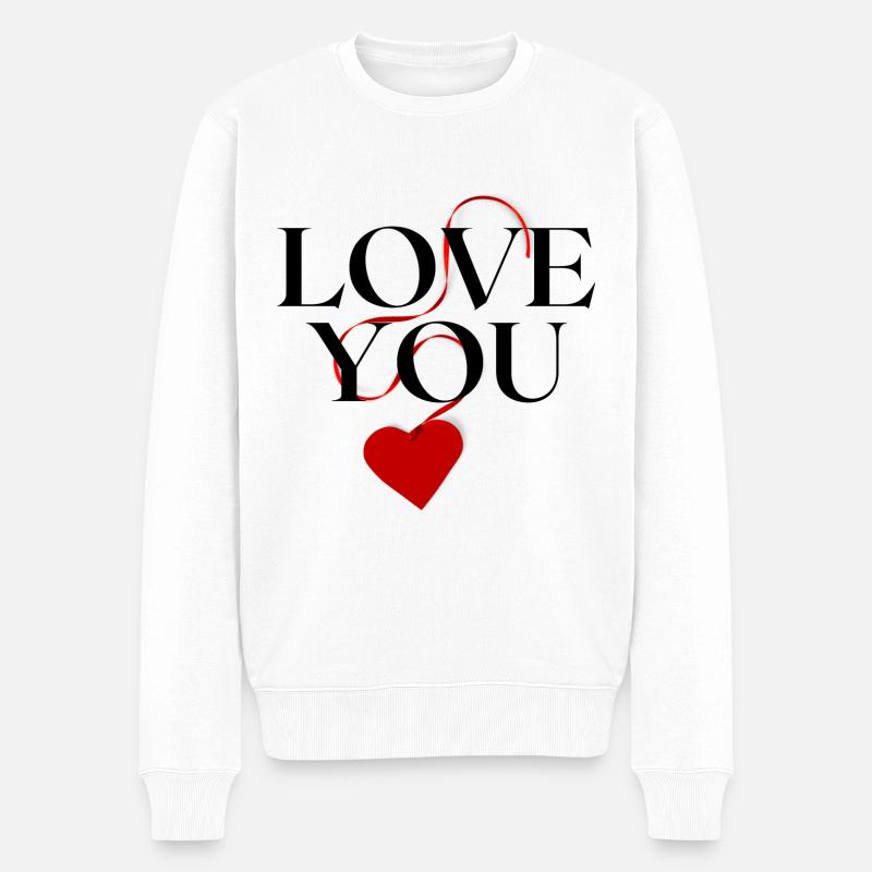 Love you - Männer Premium Bio Pullover - Weiß