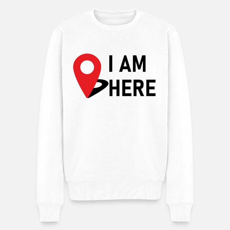 Ich bin hier - Männer Premium Bio Pullover - Weiß