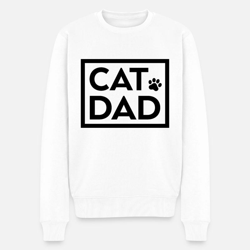 Katze Papa - Männer Premium Bio Pullover - Weiß