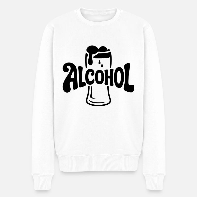 Alkohol - Cool Drinking Logo - Männer Premium Bio Pullover - Weiß