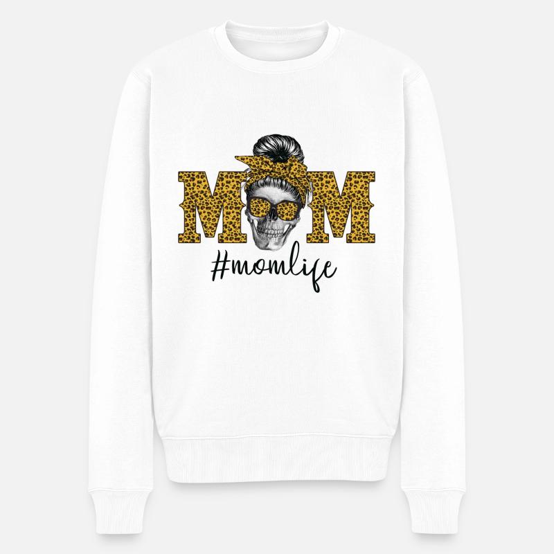 Mom Life Skull Leopard - Pull Premium bio Homme - blanc