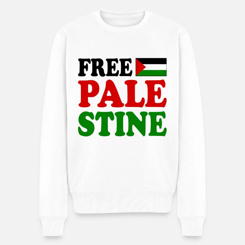 Free palestine - Männer Premium Bio Pullover - Weiß