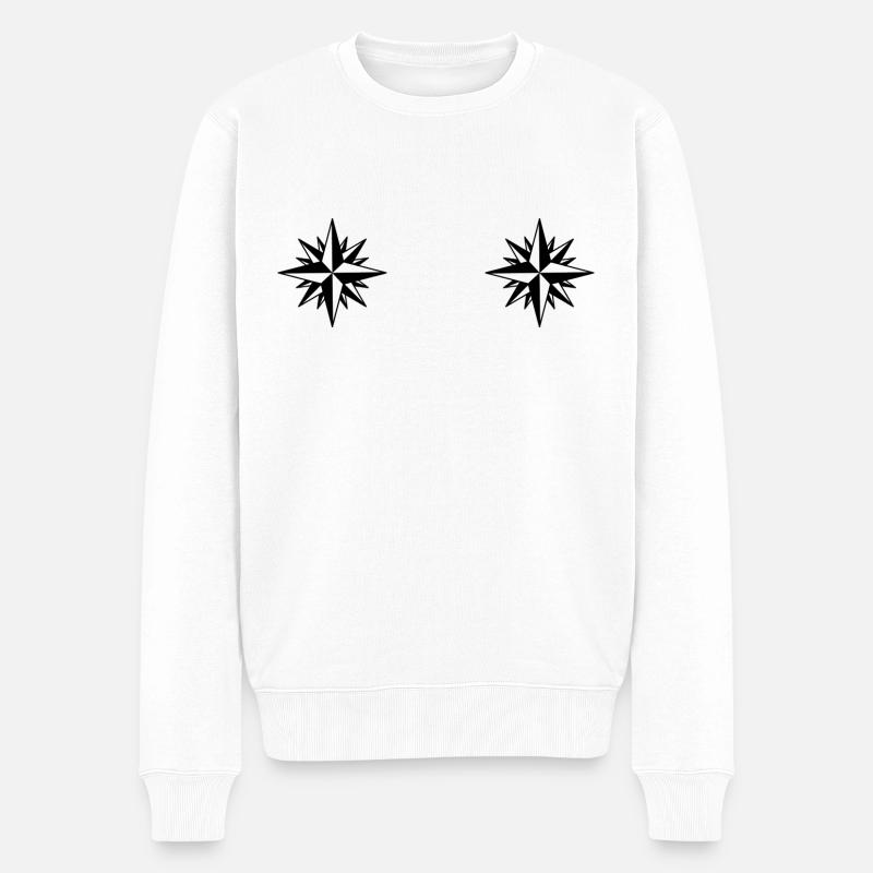 Kompass Winde Sterne - Männer Premium Bio Pullover - Weiß