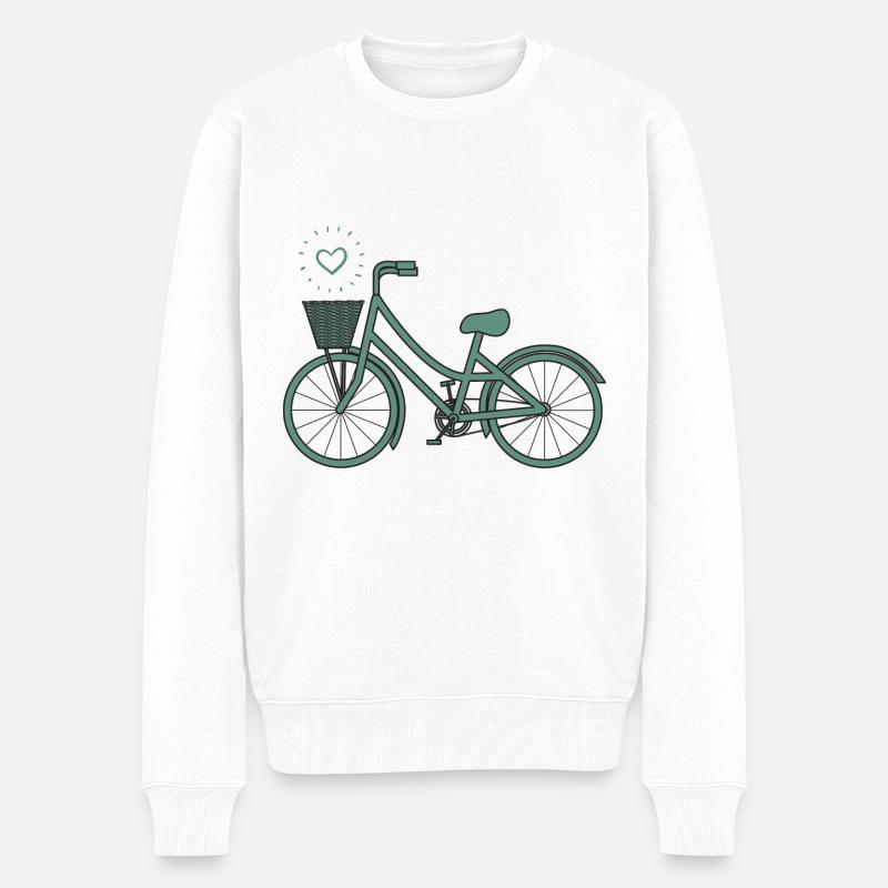 Retro Fahrrad - Männer Premium Bio Pullover - Weiß