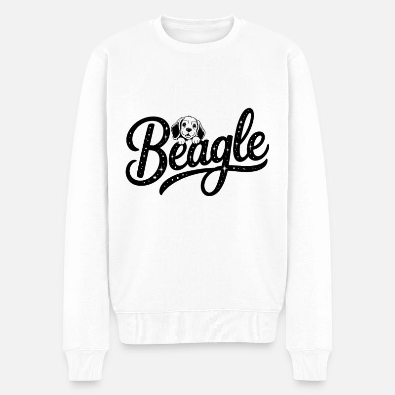 Beagle - Cooles Haustier-Logo - Männer Premium Bio Pullover - Weiß