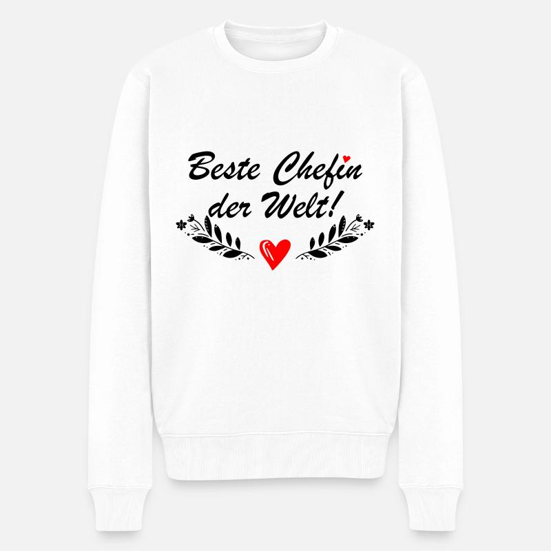 Beste Chefin der Welt - Männer Premium Bio Pullover - Weiß