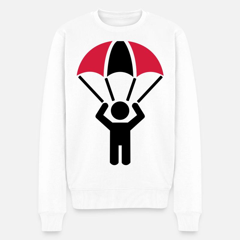 Fallschirm - Männer Premium Bio Pullover - Weiß