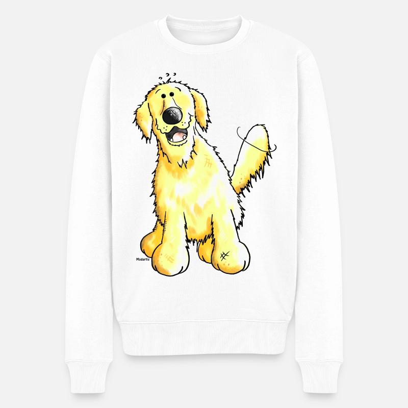 Lustiger Golden Retriever - Hund - Männer Premium Bio Pullover - Weiß