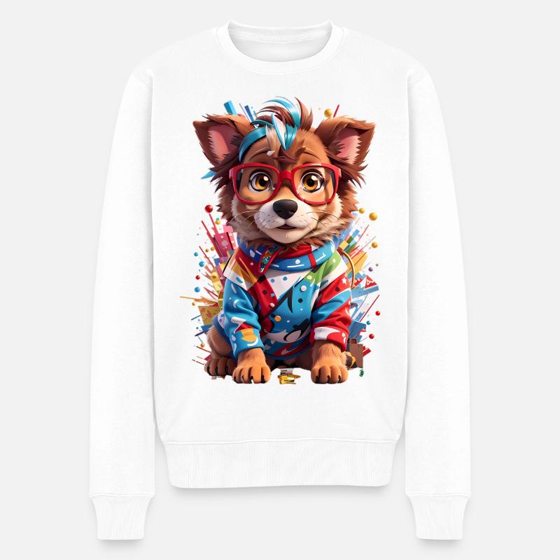 Süßer 3D Hund - Männer Premium Bio Pullover - Weiß