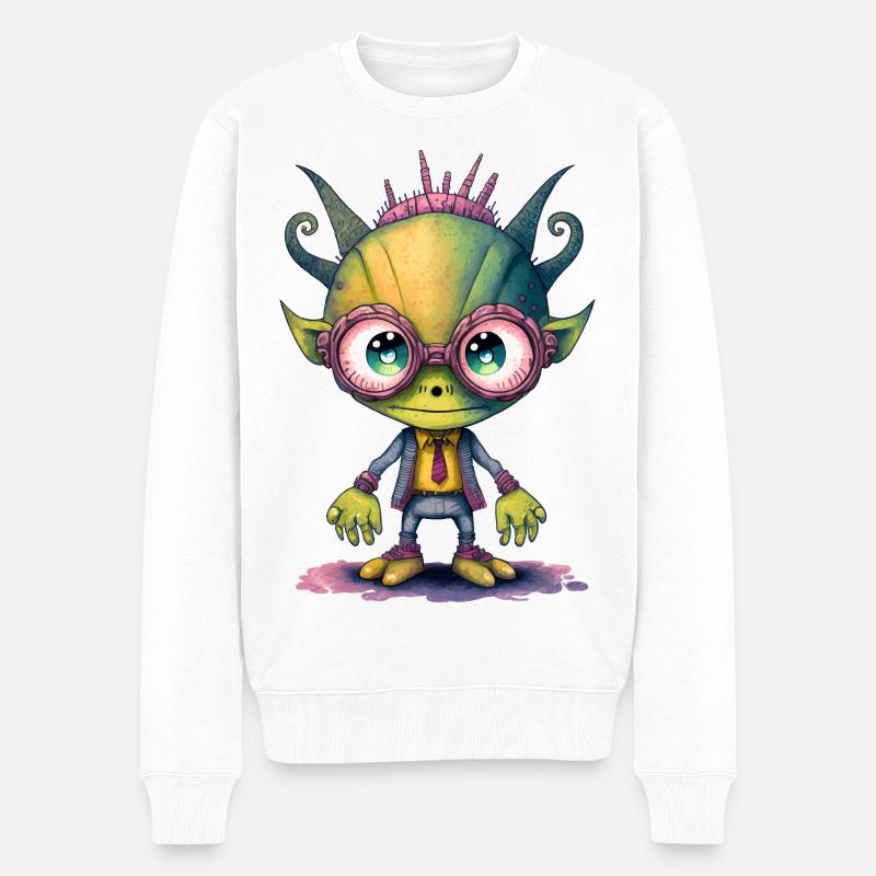 NERDY forever - Nerdy Alien - Männer Premium Bio Pullover - Weiß