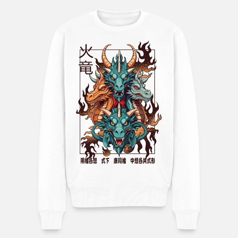 Chinesische Drachen - Männer Premium Bio Pullover - Weiß