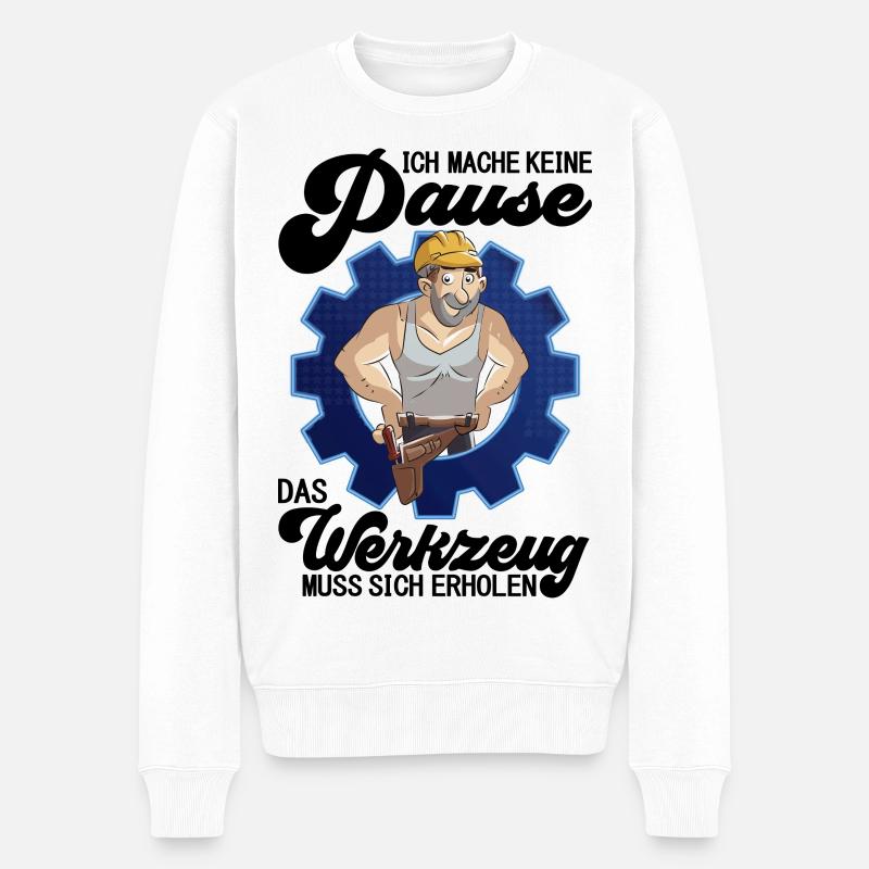 Arbeiter mit Werkzeug im Industriestil Werkstatt - Männer Premium Bio Pullover - Weiß