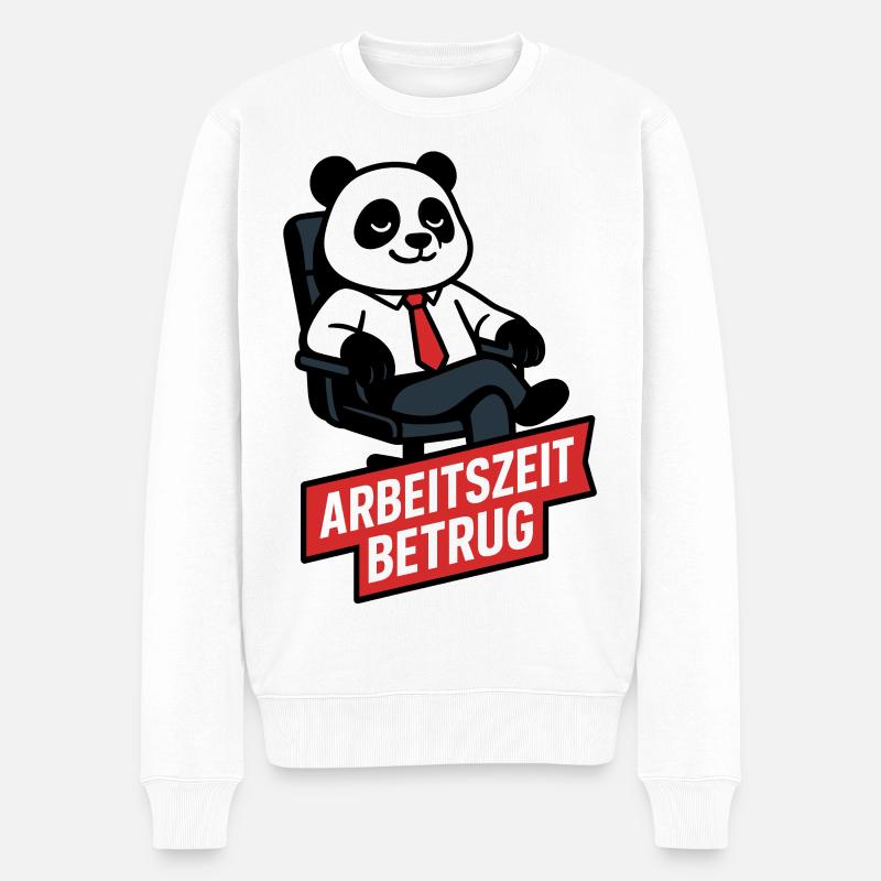 Panda Arbeitszeitbetrug Shirt - Männer Premium Bio Pullover - Weiß