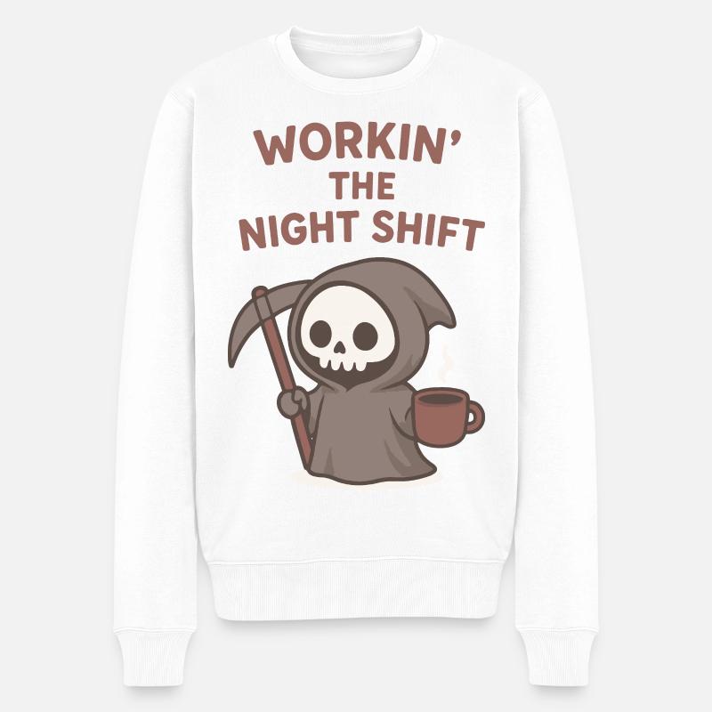 Café Grim Reaper Night Shift - Pull Premium bio Homme - blanc