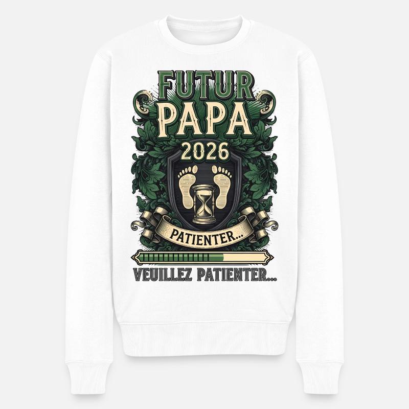 Futur Papa 2026 Annonce Grossesse Humour - Pull Premium bio Homme - blanc