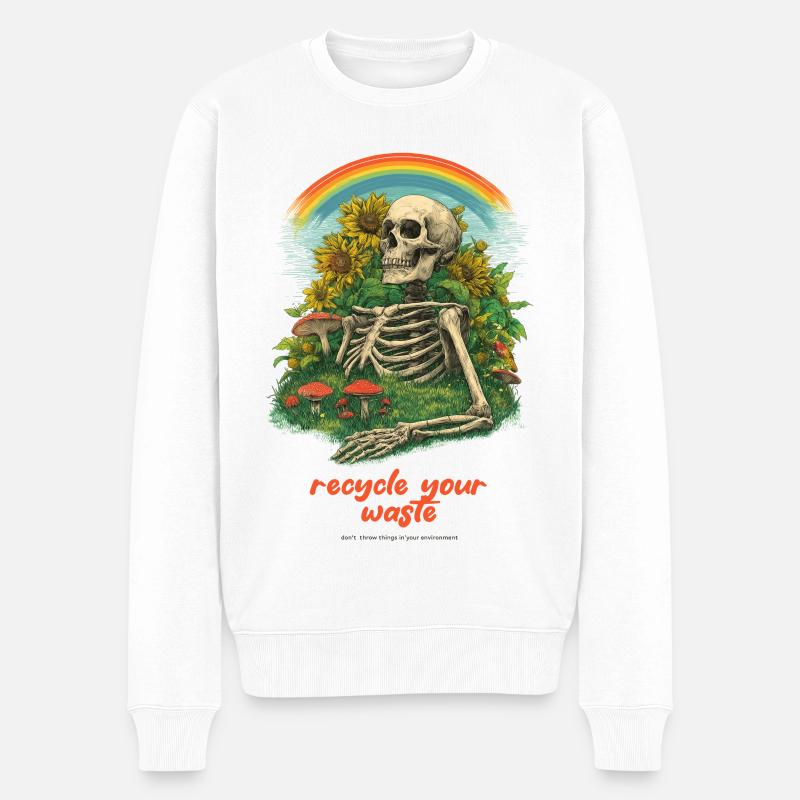 Recycel Deinen Müll Gartenskelett - Männer Premium Bio Pullover - Weiß