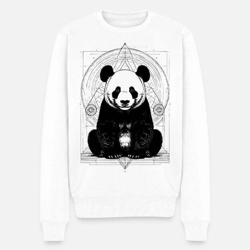 Panda Muster - Männer Premium Bio Pullover - Weiß
