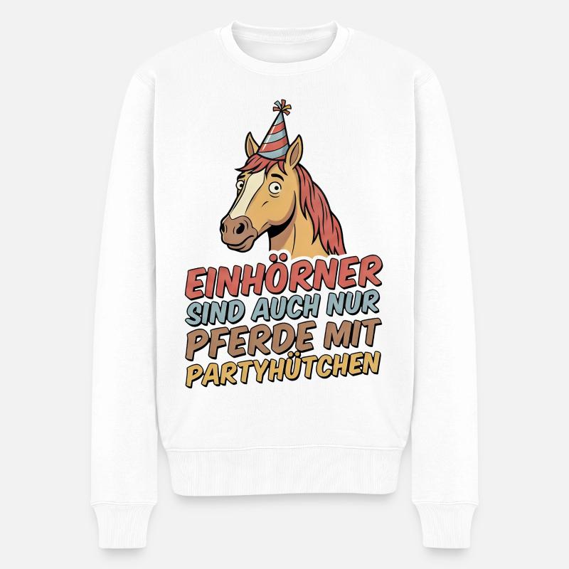 Cheval de fête avec chapeau - Pull Premium bio Homme - blanc