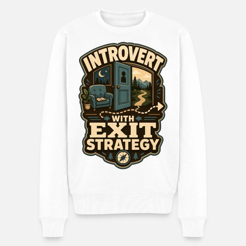 Introvert With Exit Strategy - Men's Premium Organic Jumper - white