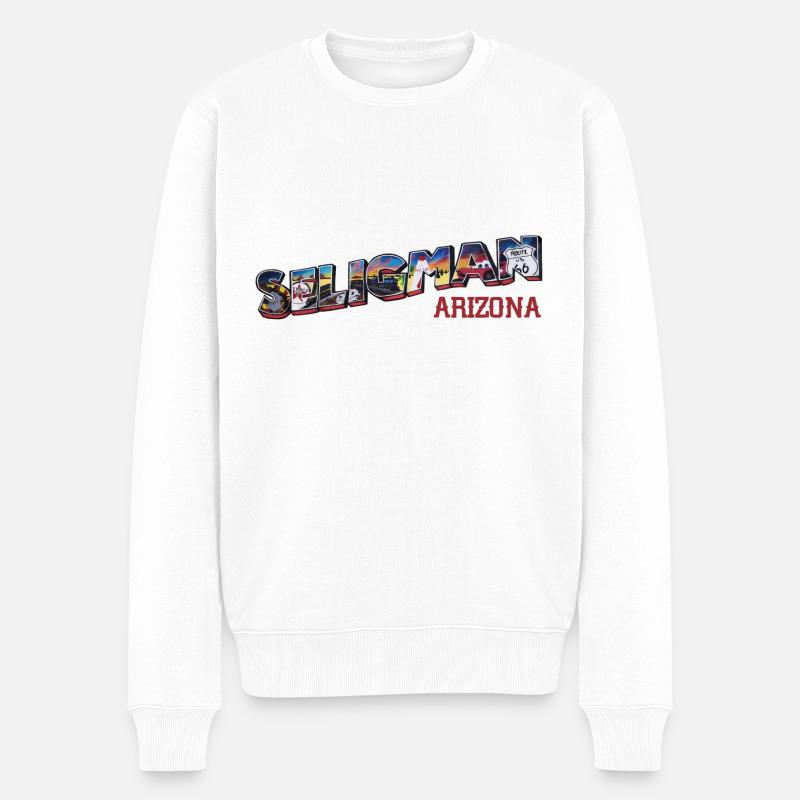 Stadt Seligman, Arizona, Straße 66 USA - Männer Premium Bio Pullover - Weiß
