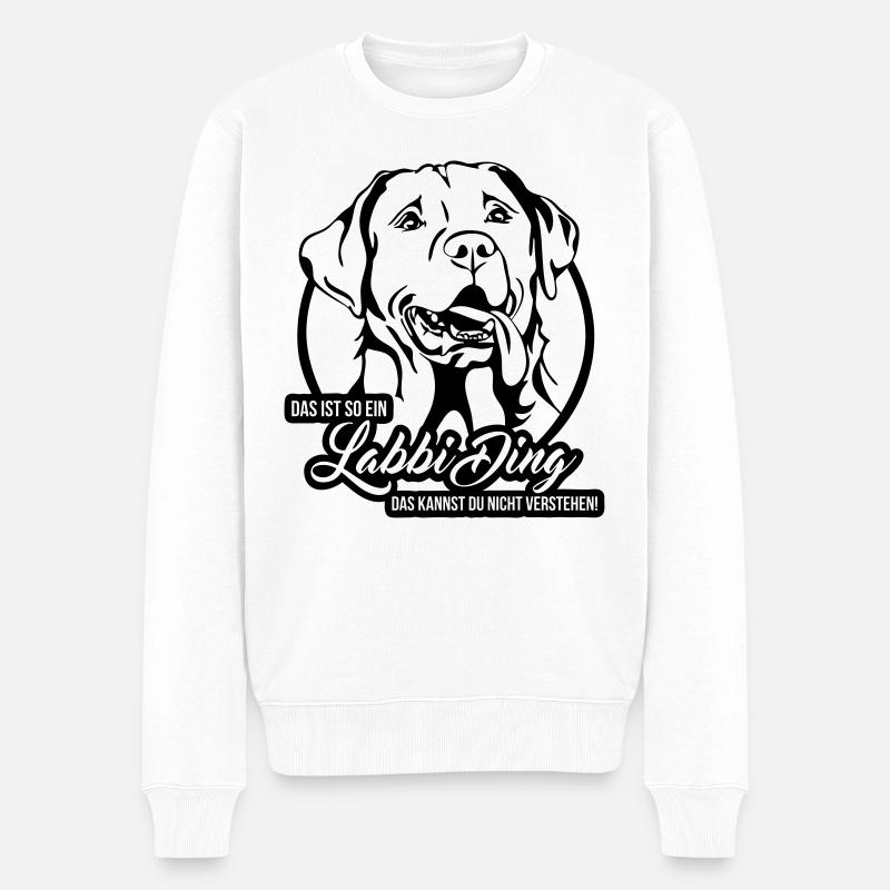 LABBI DING - Labrador Hundespruch Wilsigns - Männer Premium Bio Pullover - Weiß