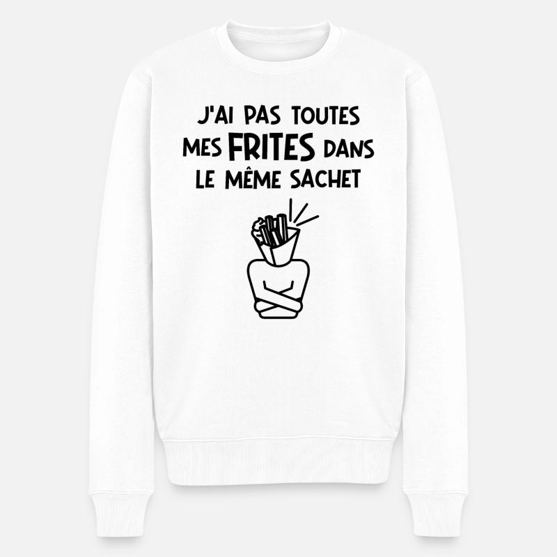 J'ai pas toutes mes frites dans le même sachet (n) - Pull Premium bio Homme - blanc