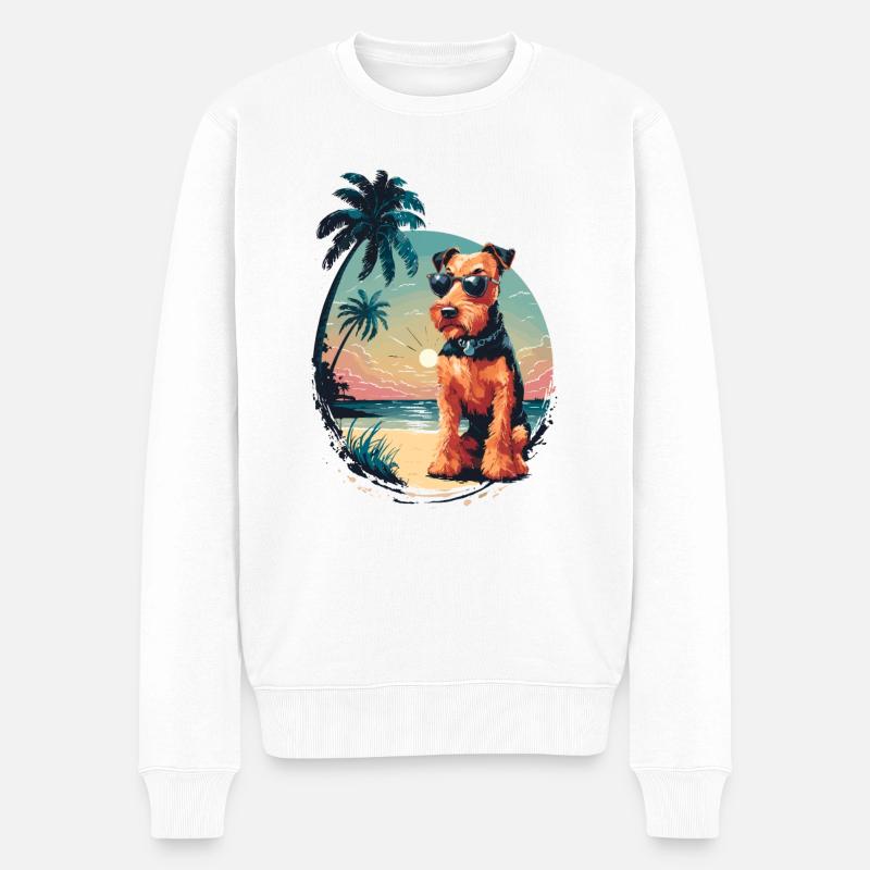 Airedale Terrier - Männer Premium Bio Pullover - Weiß