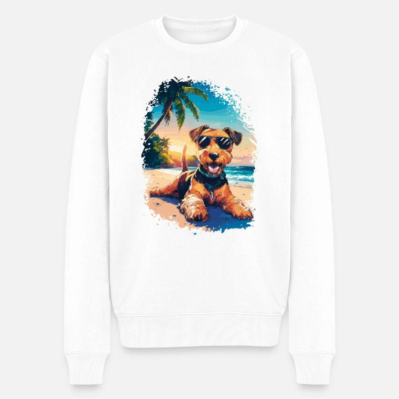 Airedale Terrier - Pull Premium bio Homme - blanc
