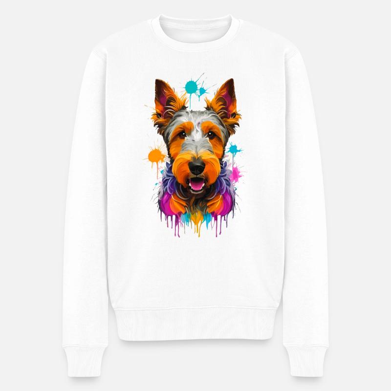 Airedale Terrier - Pull Premium bio Homme - blanc