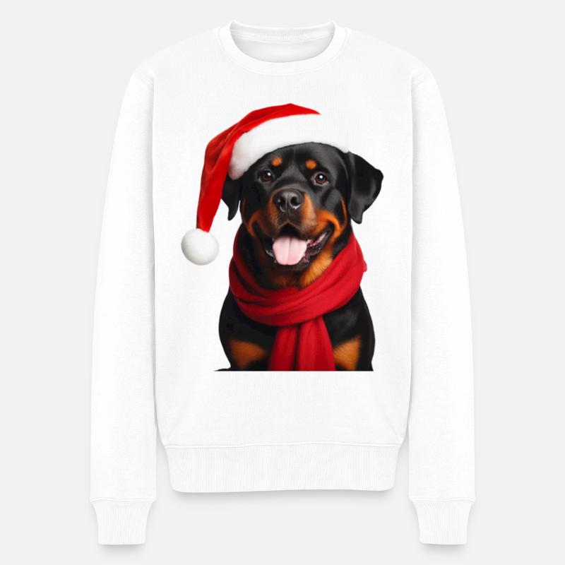 Rottweiler Frohe Weihnachten - Männer Premium Bio Pullover - Weiß