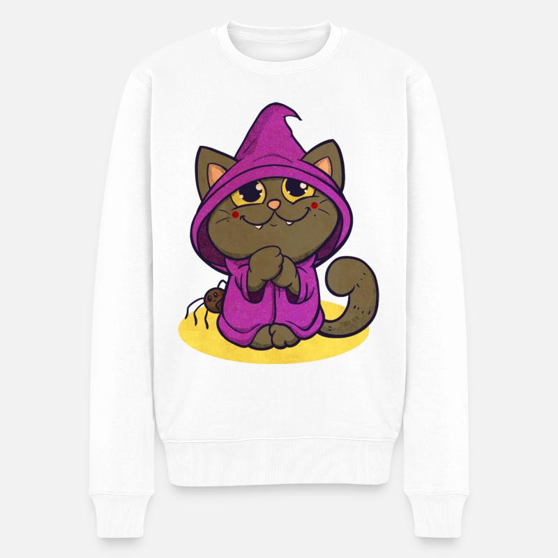 Chat d’Halloween - Pull Premium bio Homme - blanc