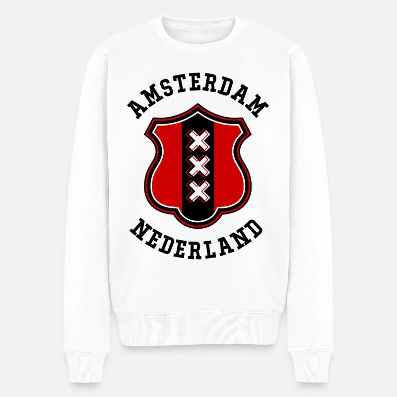Amsterdam - Männer Premium Bio Pullover - Weiß