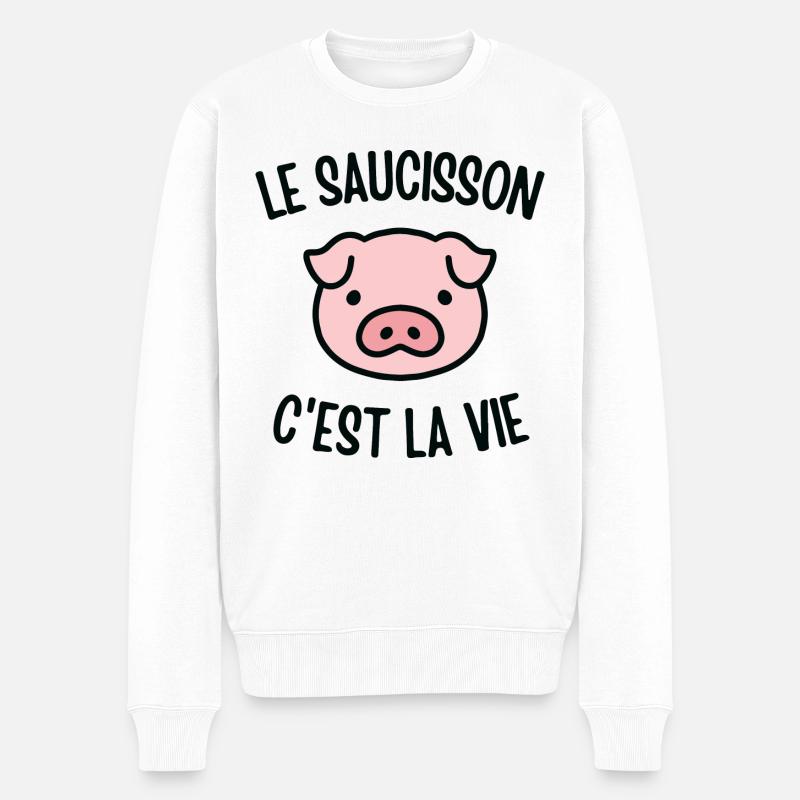 Le saucisson c'est la vie - Pull Premium bio Homme - blanc