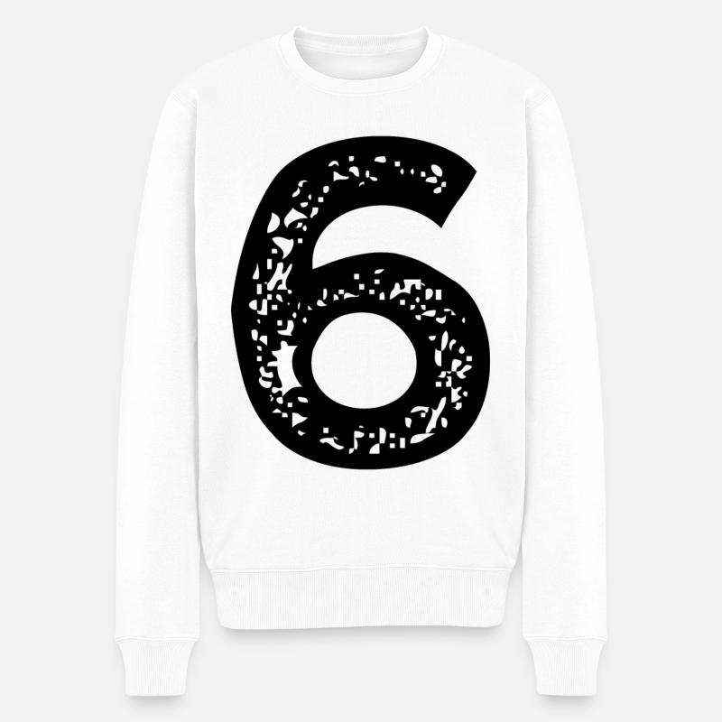 6 Zahl Trikot - Männer Premium Bio Pullover - Weiß