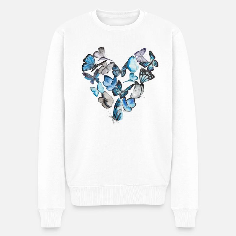 Un cœur de papillons - Pull Premium bio Homme - blanc