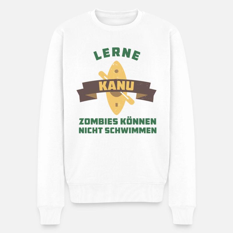 Flusskanu - Kajak - Männer Premium Bio Pullover - Weiß