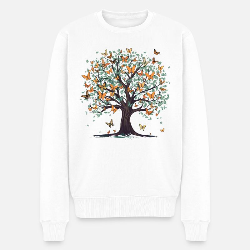 Papillon Arbre Nature Insecte Prédateur - Pull Premium bio Homme - blanc