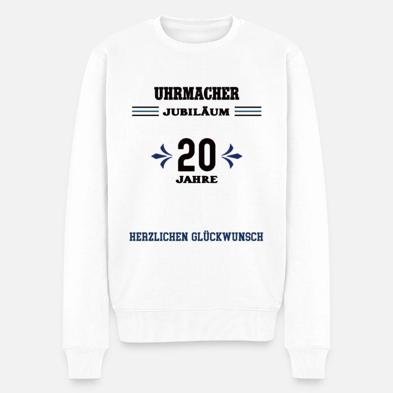 Uhrmacher 20 Jahre Jubiläum zwanzig jähriges Jubi - Männer Premium Bio Pullover - Weiß