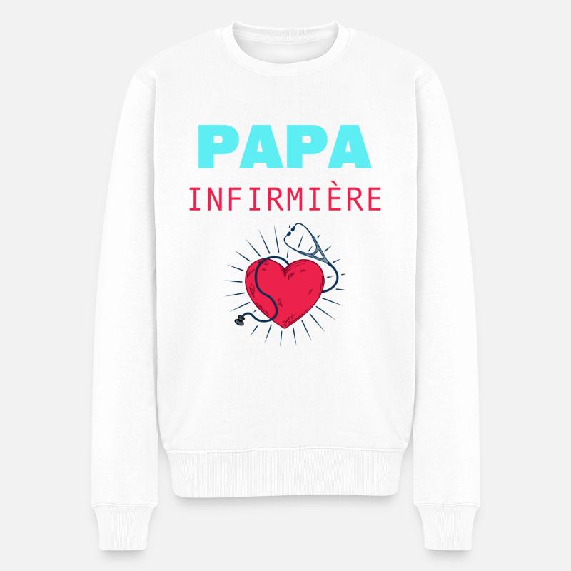 STOLZER VATER EINER KRANKENSCHWESTER - Männer Premium Bio Pullover - Weiß