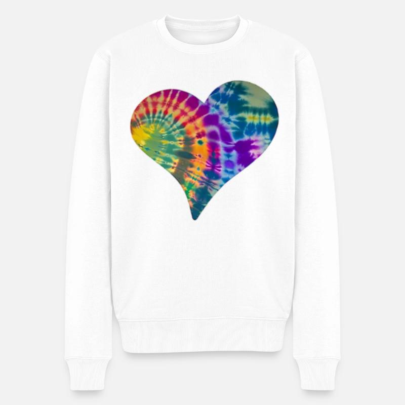 Tie Dye Herz - Männer Premium Bio Pullover - Weiß