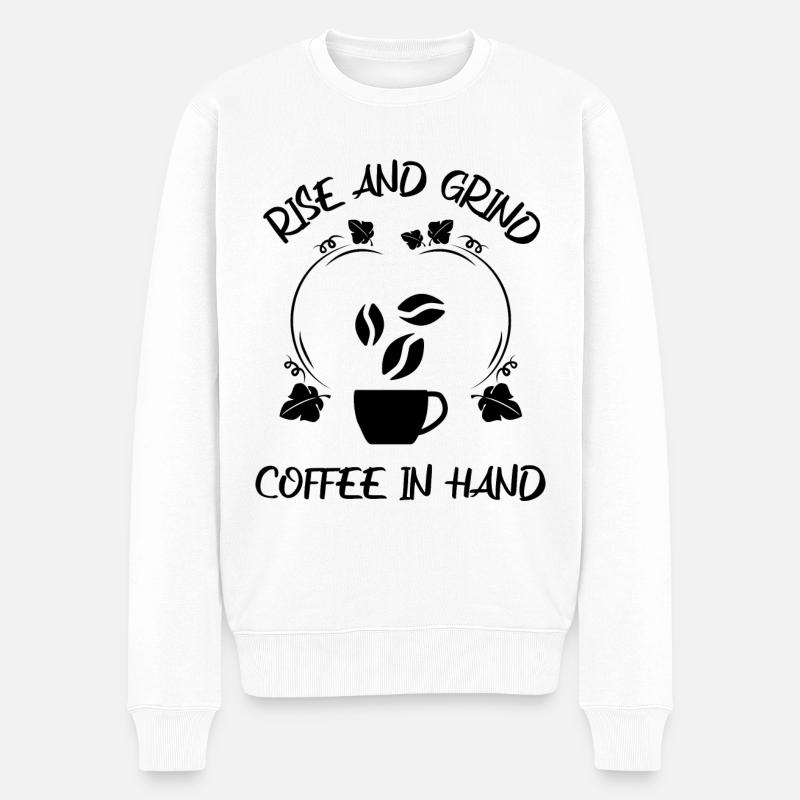 Kaffee Espresso Käffchen - Männer Premium Bio Pullover - Weiß