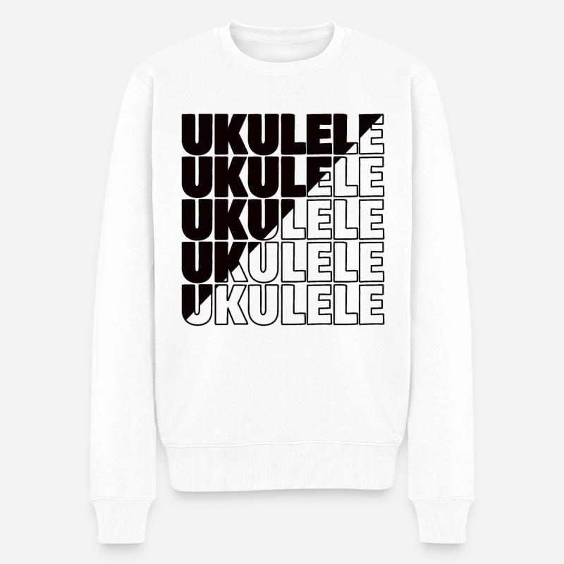 Ukulele typography diagonal - Männer Premium Bio Pullover - Weiß