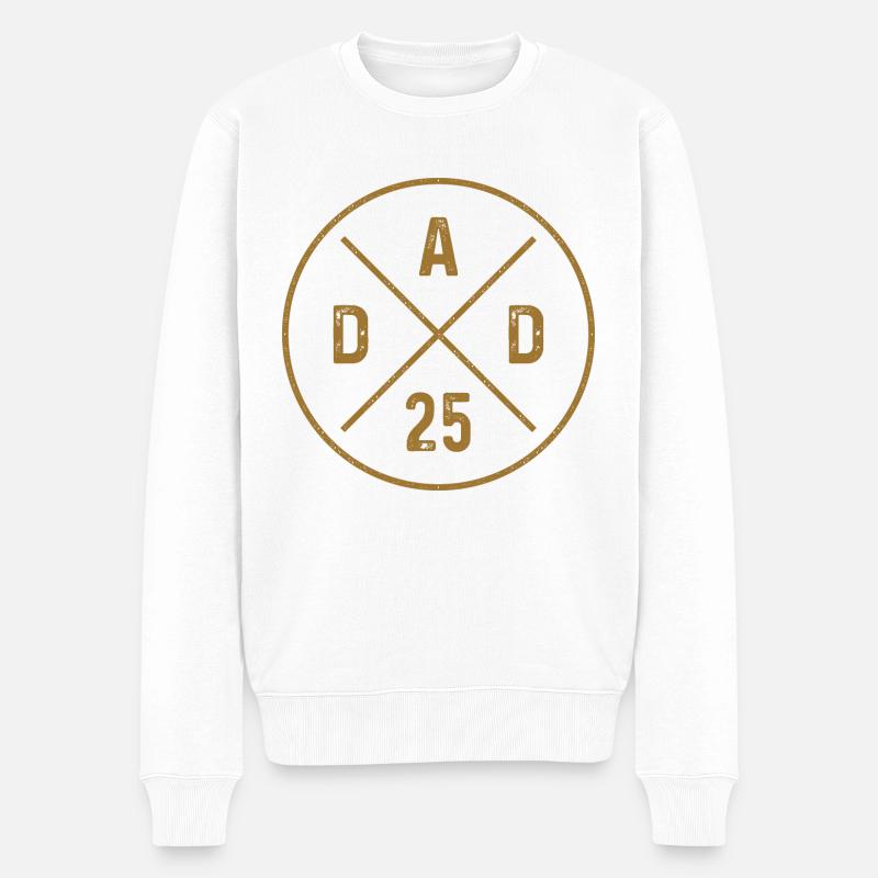 Dad 25 Grunge Baby Vatertag Papa 2025 Geschenk - Männer Premium Bio Pullover - Weiß