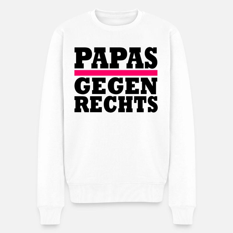 Papas gegen rechts - Männer Premium Bio Pullover - Weiß