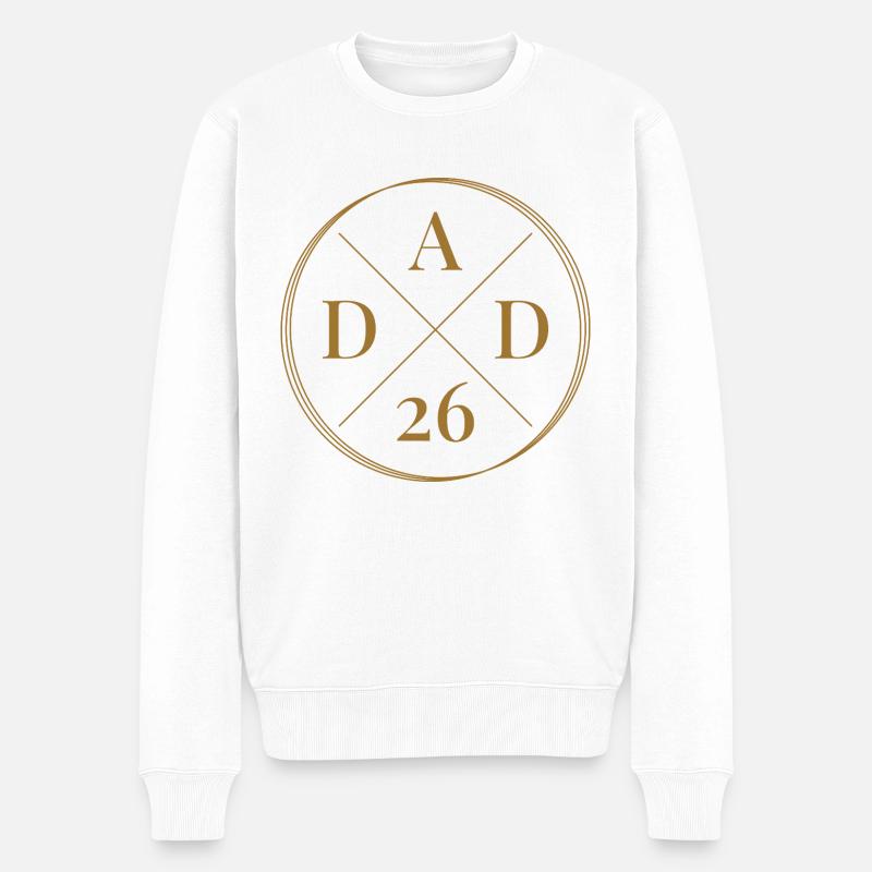 Dad 26 Baby Vater Vatertag Geschenk Papa 2026 - Männer Premium Bio Pullover - Weiß
