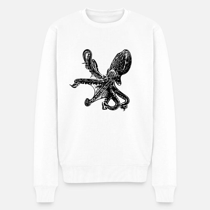 Krake - Oktopus - Männer Premium Bio Pullover - Weiß