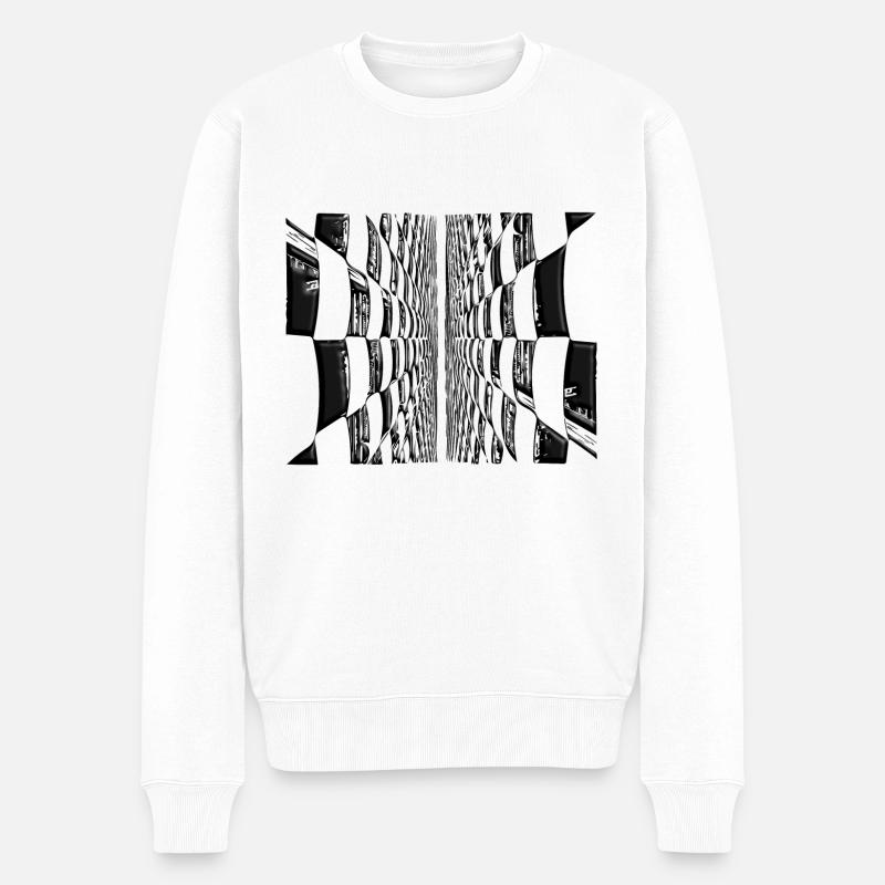 Abstraite vintage lignes motifs - Pull Premium bio Homme - blanc