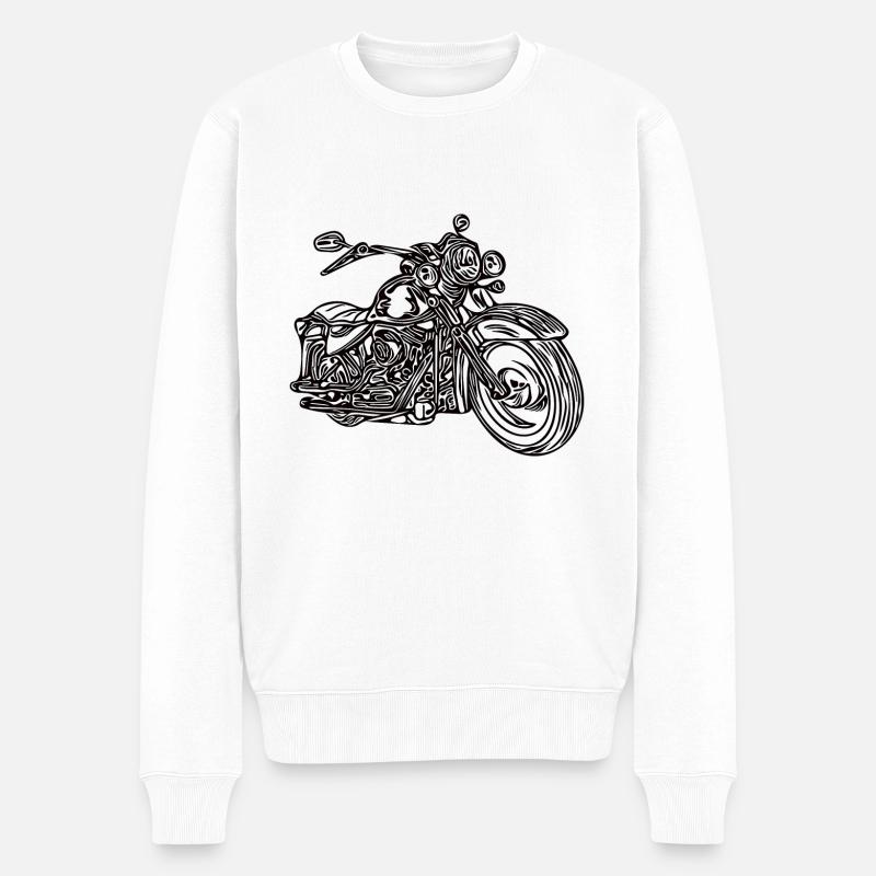 Retro vintage Motorrad - Biker Motiv - Männer Premium Bio Pullover - Weiß