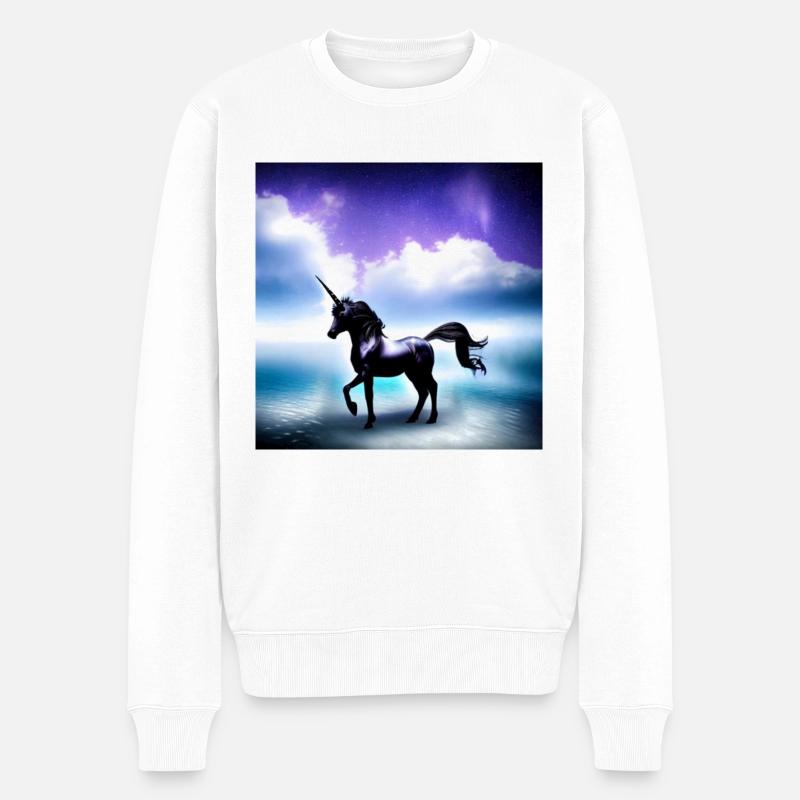 Black Unicorn (Black Beauty) - Männer Premium Bio Pullover - Weiß
